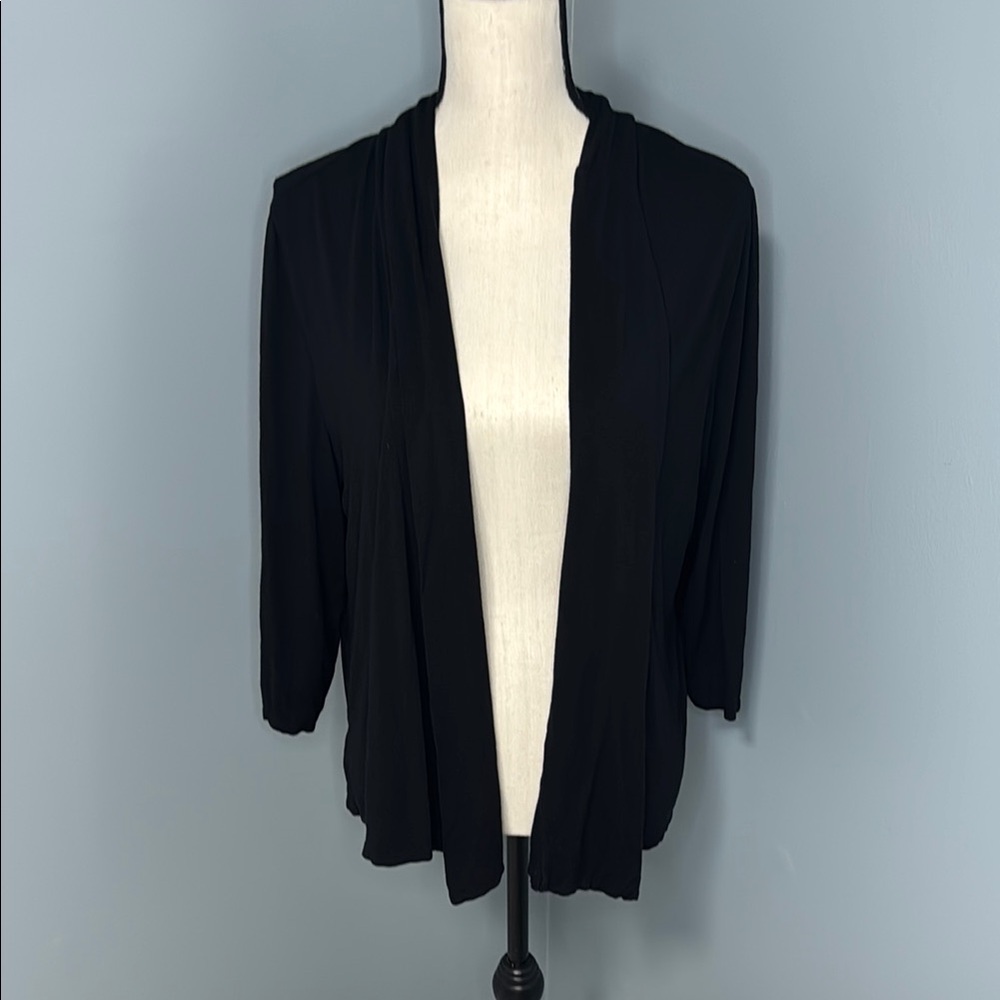 J. Jill Women’s Black Stretch Open Front 3/4 Sleeve Cardigan Sz L